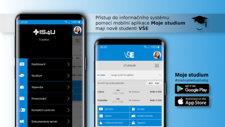 InSIS je dostupný přes mobilní aplikaci Moje studium Vysoká škola