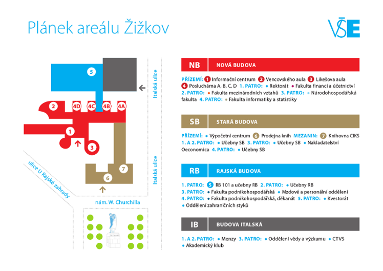 vše mapa Areál Žižkov – Vysoká škola ekonomická v Praze – Vysoká škola  vše mapa